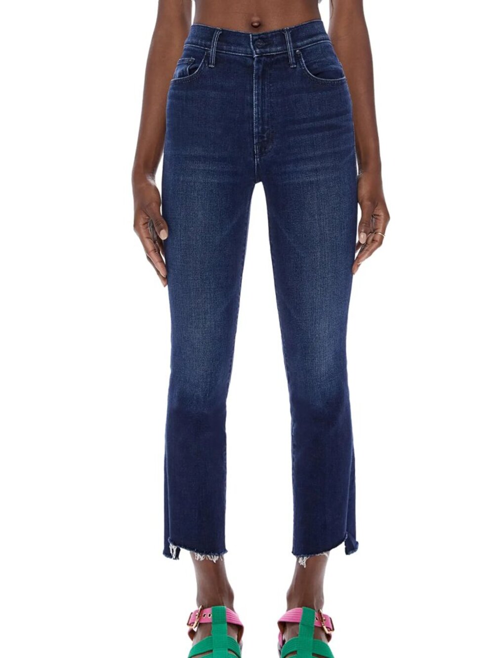 MOTHER The Insider Frayed Step Hem Crop Bootcut Jeans